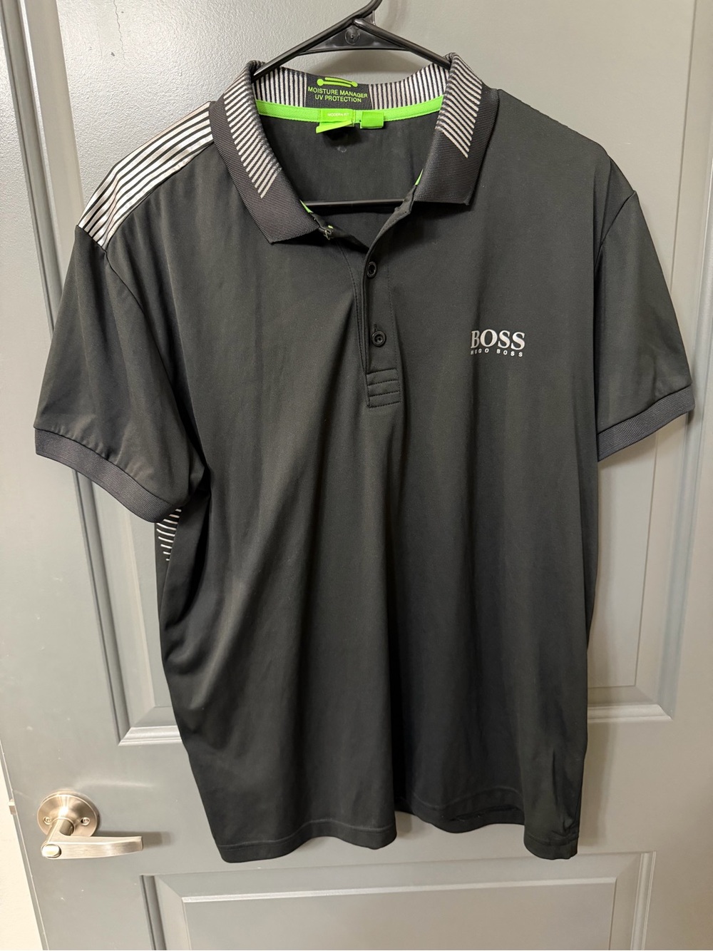 Hugo Boss Green Golf Polo Men’s L Black Gray Modern Fit Performance